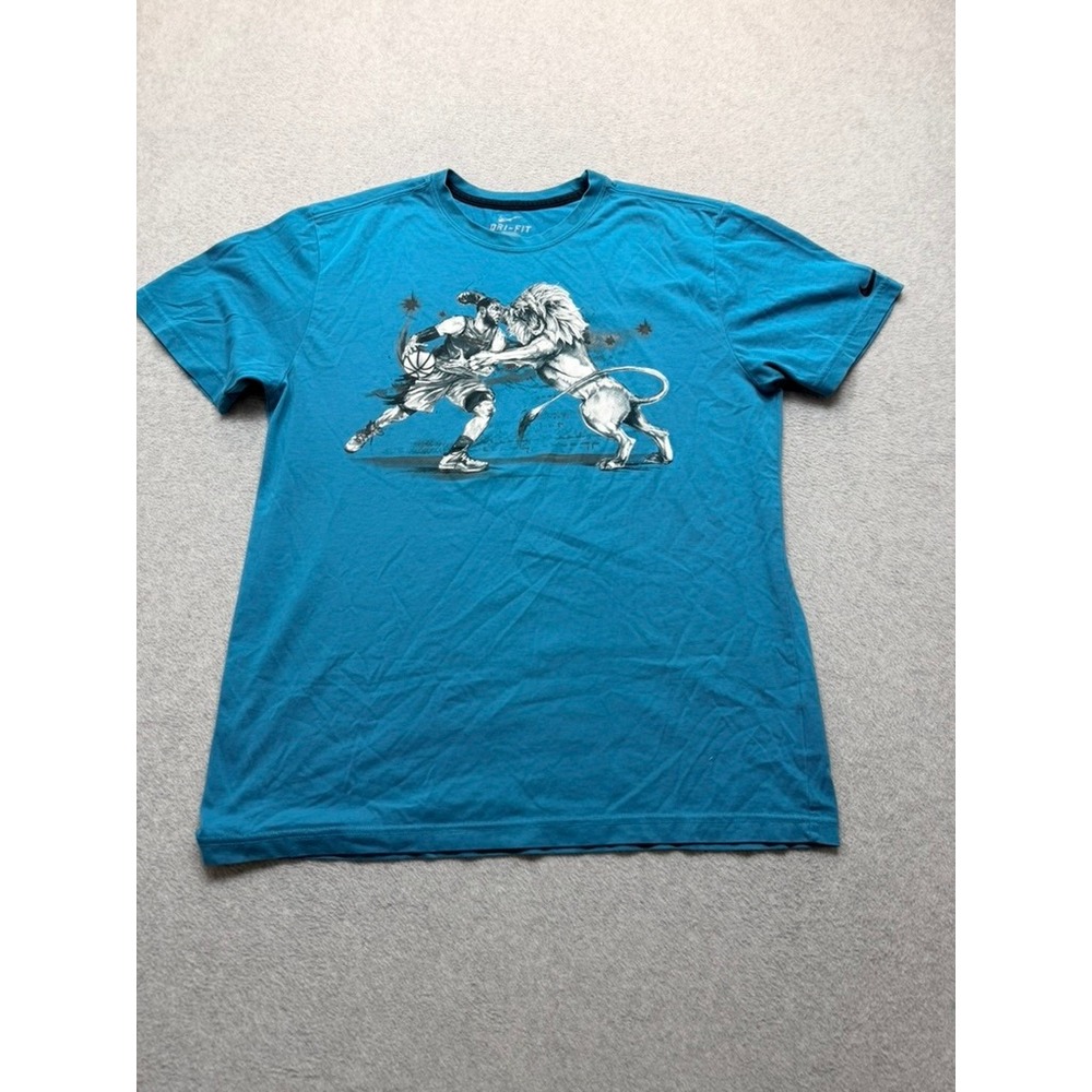 Nike Dri-FIT LeBron James Lion Graphic T-Shirt Blue Mens Large 589414-446
